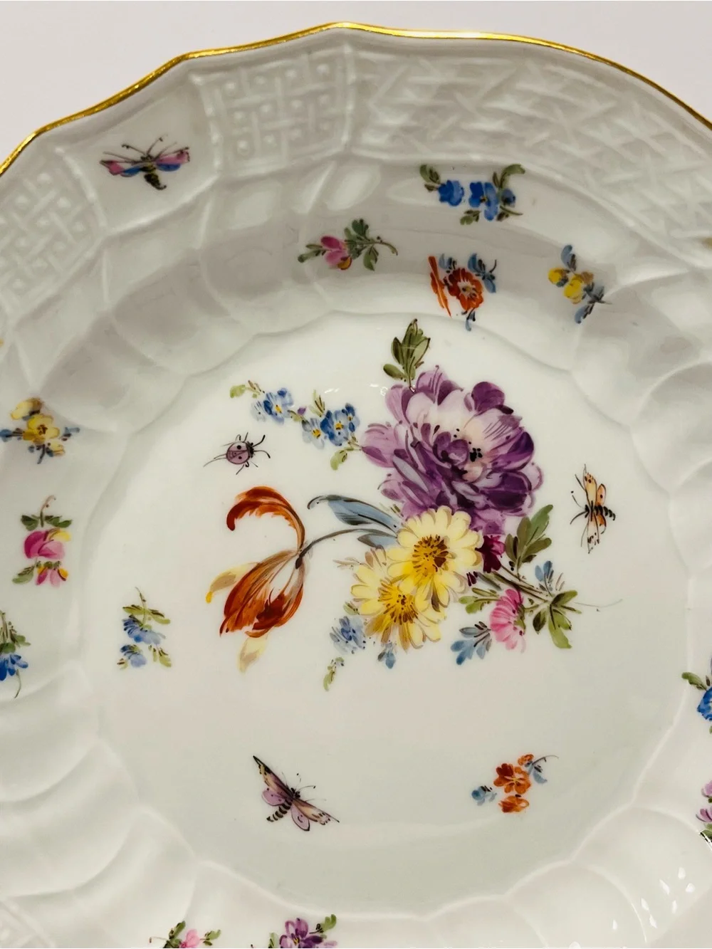 Antique Maissen 1893-1915 Neubeandenstein Relief Plates Set of 2 Hand Painted 8”